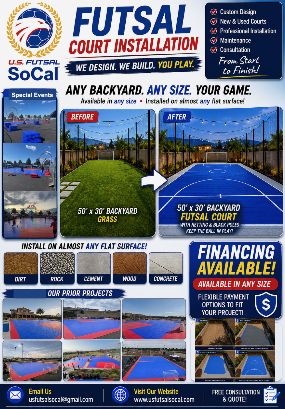 US Futsal SoCal futsal court installation flyer