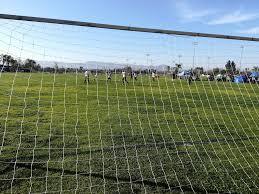 View through soccer goal net