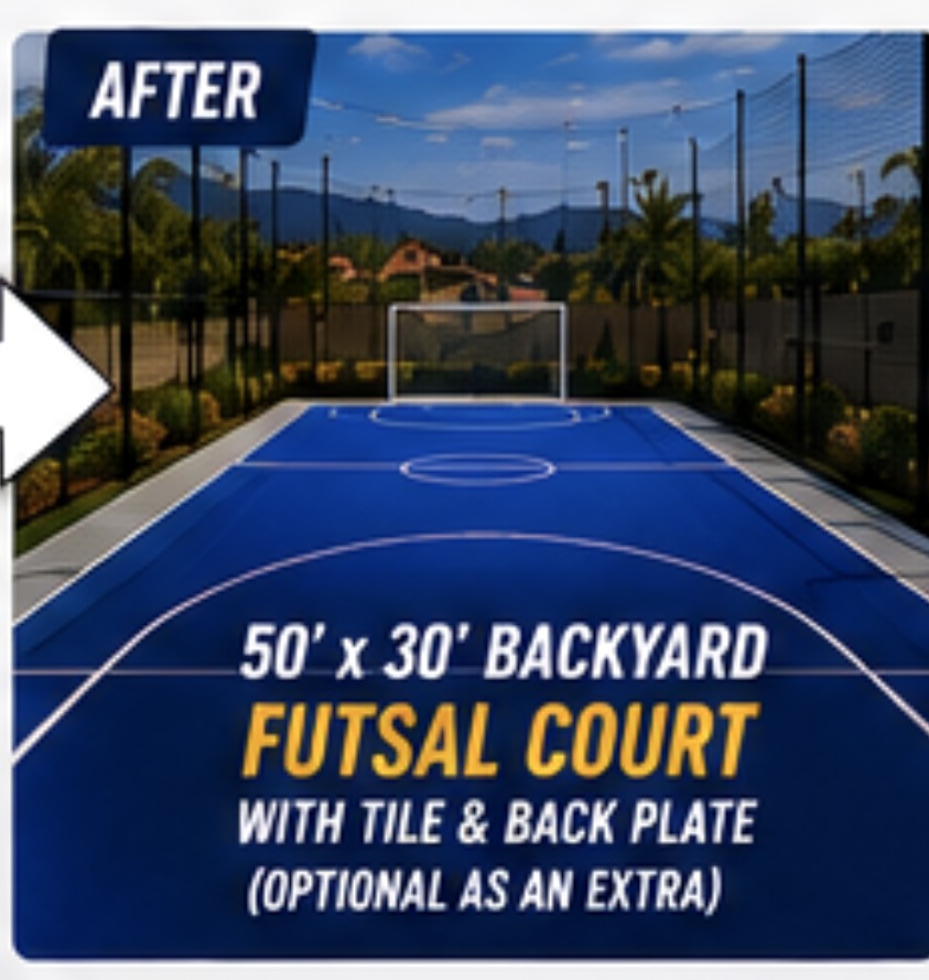 Backyard after futsal court installation