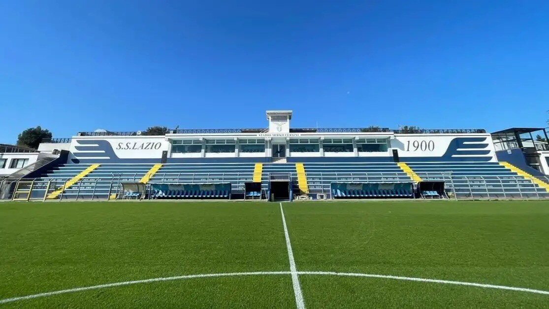 Full view of the SS Lazio training stadium at Formello