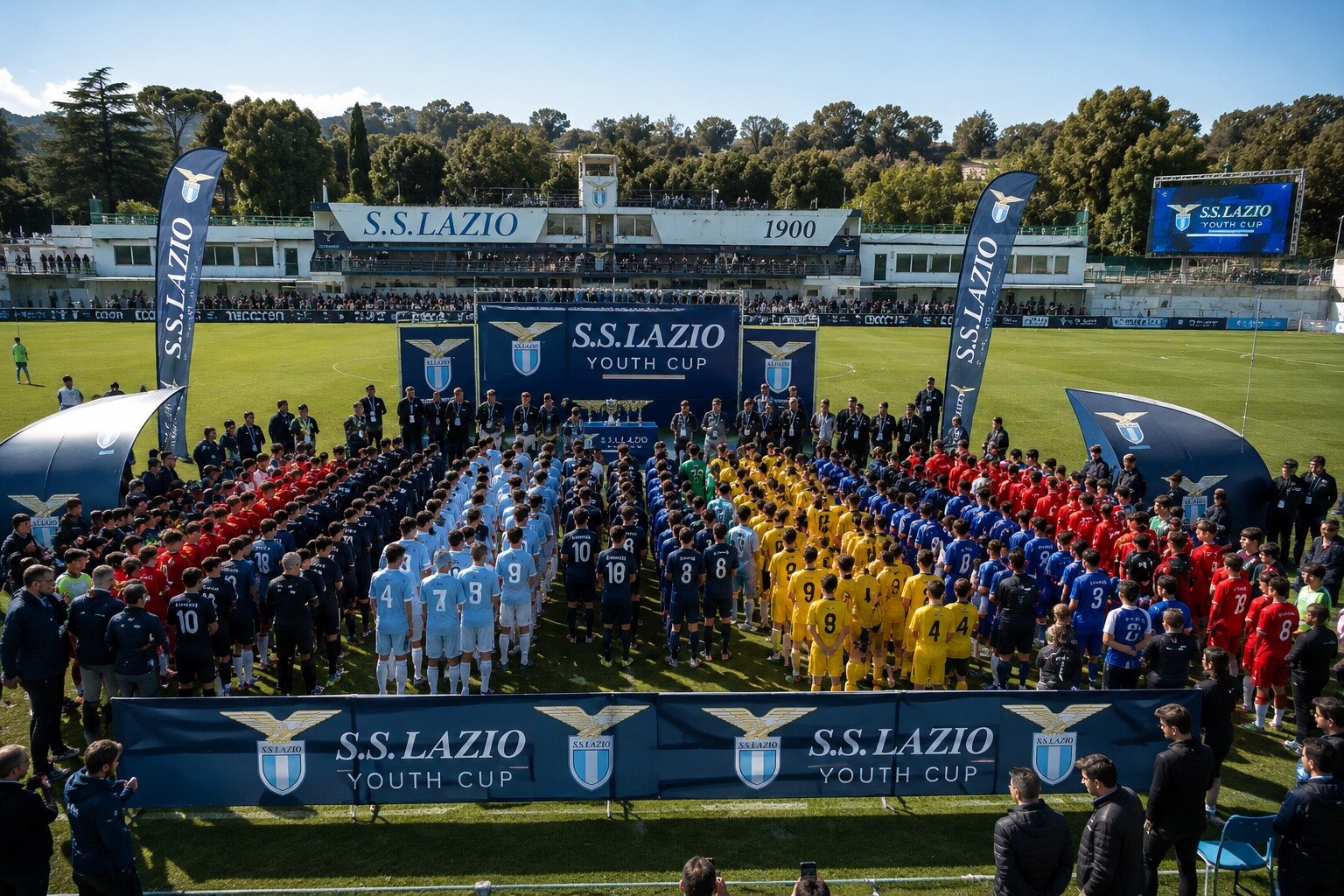 SS Lazio Soccer School teams gathered for an academy event