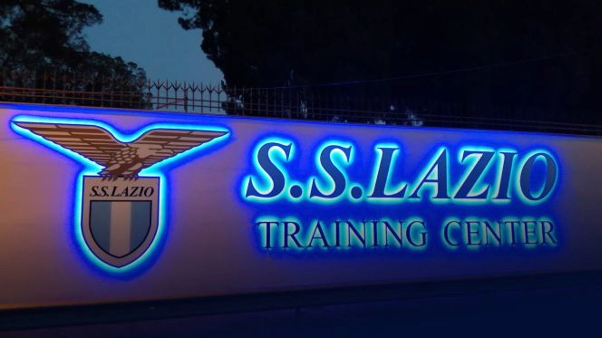 Illuminated SS Lazio Training Center sign