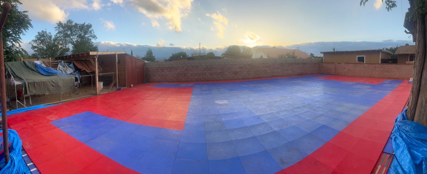 Completed backyard modular court