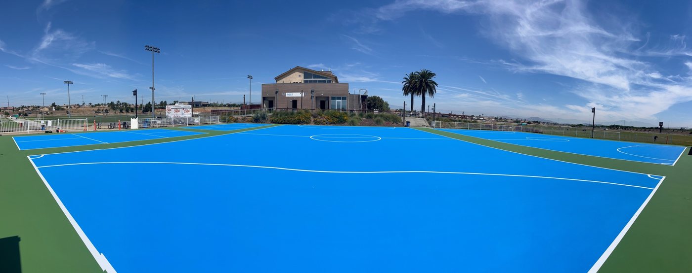 Finished blue and green futsal courts